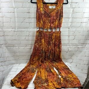 Sambar peekaboo waist, button up maxi dress, 2 front slits